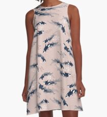 Orca in Motion / blush ocean pattern A-Line Dress