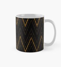 Elegantes schwarzes Goldimitat-Glittersparrenmuster Tasse
