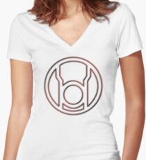 Geprägtes rotes Laternen-Symbol Shirt mit V-Ausschnitt