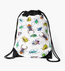 watercolor beetles Drawstring Bag