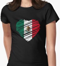 Mexican Heart Flag Women's Fitted T-Shirt