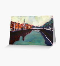 Liffey, Arran Quay and Ushers Quay - Dublin Greeting Card