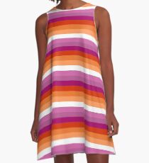 Orange - Magenta Linien // Lesben Pride Flag // Butch Femme Pride Flagge A-Linien Kleid