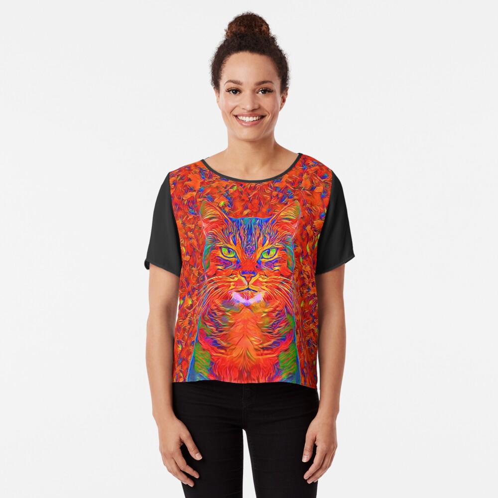 Red Cat Chiffon Top