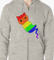 Gay Pride Cat Zipped Hoodie