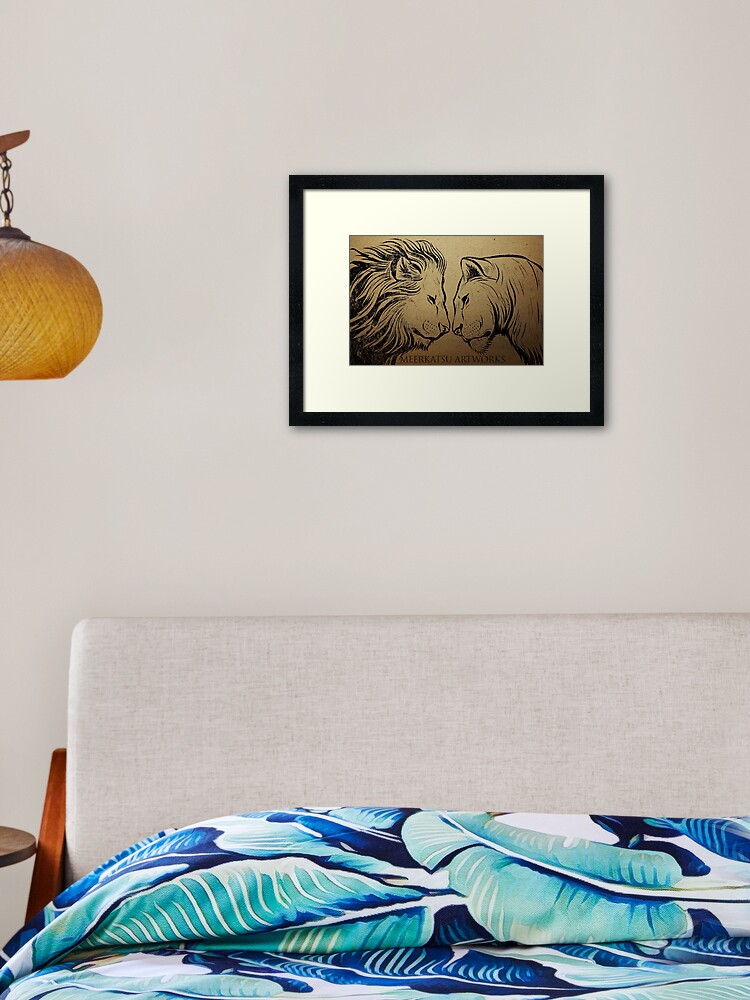 Lion King And Queen Framed Art Print By Meerkatsu Redbubble