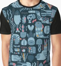 Doodle fish pattern Graphic T-Shirt