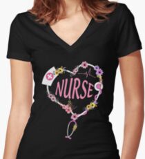 Nurse Life Best Waterflower Decor Women's Fitted V-Neck T-Shirt
