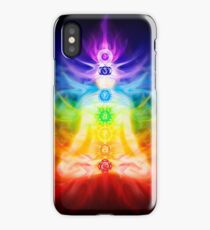 Chakras and energy flow on human body art photo print iPhone Case