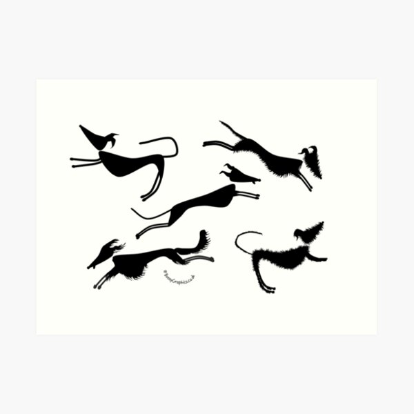 Silhouette sighthounds! Art Print