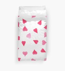 Watercolor red and pink hearts Duvet Cover