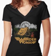 Wander Woman Funny Camping Love Gift for Women T-shirt Women's Fitted V-Neck T-Shirt
