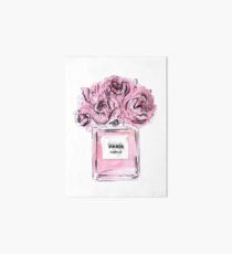 Perfume Bottle Watercolor Painting Hand Drawn With Pink Flowers Art Board
