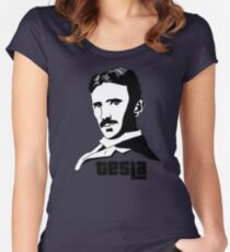 tesla science power nerd geek electricity Women's Fitted Scoop T-Shirt