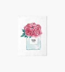 Perfume Bottle Watercolor Painting Hand Painted With Pink Flowers Art Board