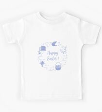 Easter cake, willow, lily,candle,dove,basket,eggs. Kids Tee