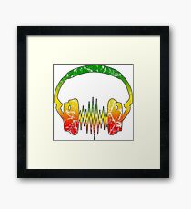 Vintage Reggae Music Headphones Heartbeat Pulse Framed Print