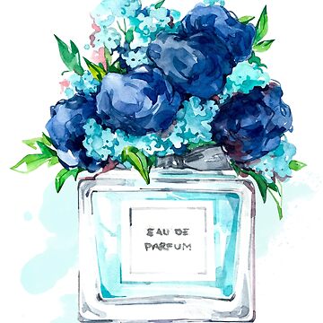 Perfume Bottle Watercolor Painting Hand Painted With Blue Flowers iPhone  Case for Sale by AffordableArtCo