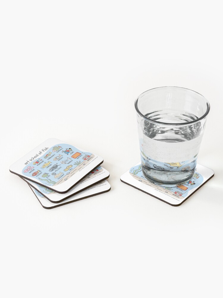 Alternate view of art school of fish Coasters (Set of 4)