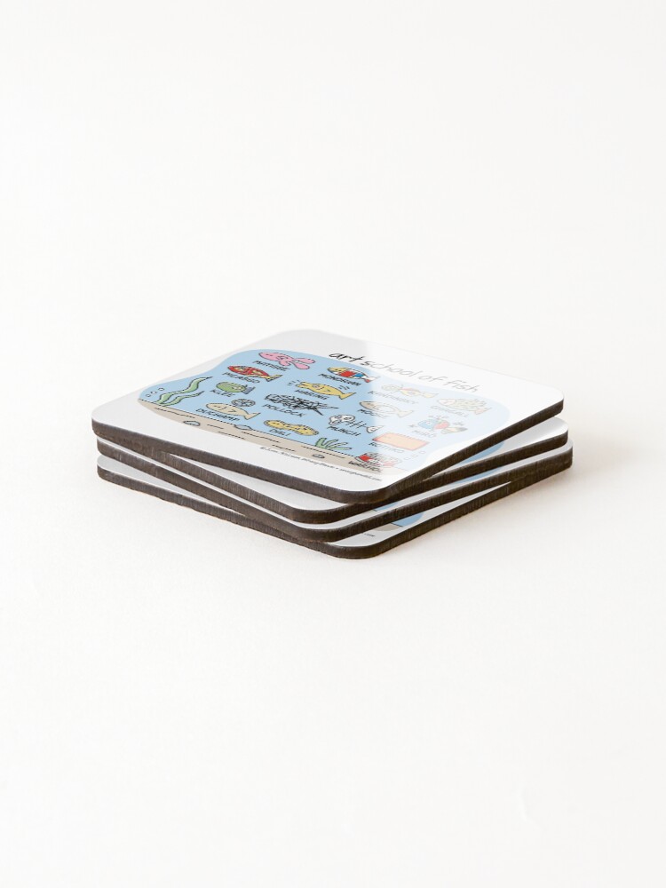 Alternate view of art school of fish Coasters (Set of 4)