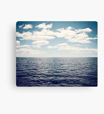 Dark Blue Ocean Seascape, Navy Sea Beach Landscape Canvas Print