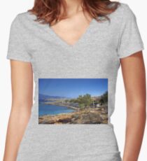 Ftenagia Women's Fitted V-Neck T-Shirt