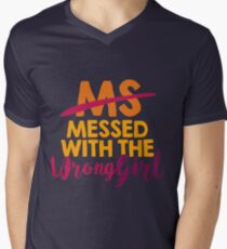 MS Messed with the Wrong Girl! Multiple Sclerosis Gift | Support & Awareness for Your Loved Ones - Walk Proud For A Cure! Men's V-Neck T-Shirt