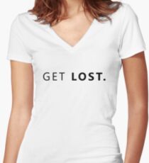 GET LOST. Women's Fitted V-Neck T-Shirt