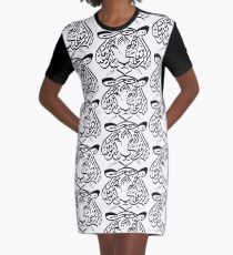 Tiger Arabic Calligraphy Graphic T-Shirt Dress
