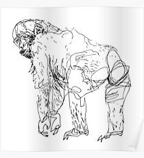 Hand drawn monkey – illustration Poster