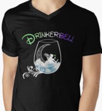 Lusige Drinkerbell Wein Glas Kleidung für Frauen Junggesellenabschied T-Shirt mit V-Ausschnitt für Männer