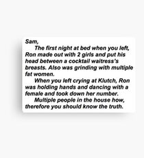 Letter to Sammi Canvas Print