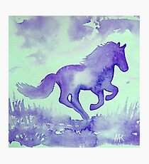 Blaues Aquarell Pferd Fotodruck