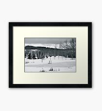 Black and White Pond Hockey Framed Print