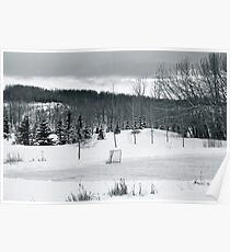 Black and White Pond Hockey Poster