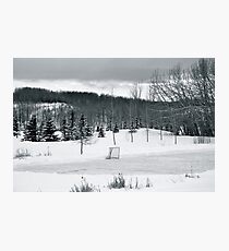 Black and White Pond Hockey Photographic Print