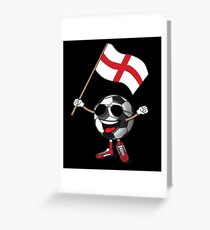 England Football Team Soccer Ball With National Flag Fan Shirt Greeting Card
