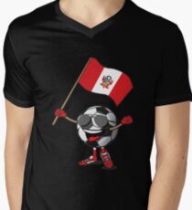 Peru Football Team Soccer Ball With National Flag Fan Shirt Men's V-Neck T-Shirt