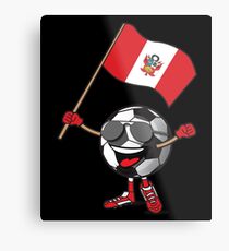 Peru Football Team Soccer Ball With National Flag Fan Shirt Metal Print