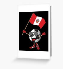 Peru Football Team Soccer Ball With National Flag Fan Shirt Greeting Card