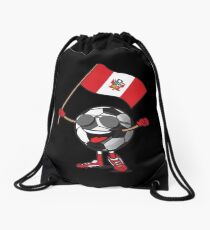 Peru Football Team Soccer Ball With National Flag Fan Shirt Drawstring Bag