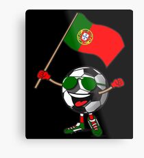 Portugal Football Team Soccer Ball With National Flag Fan Shirt Metal Print