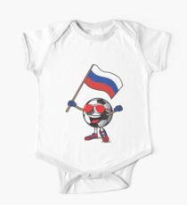Russia Football Team Soccer Ball With National Flag Fan Shirt One Piece - Short Sleeve