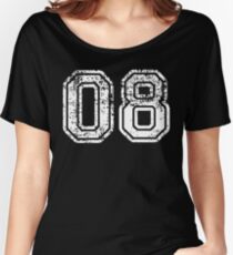 Sport Team Jersey 08 T Shirt Football Soccer Baseball Hockey Basketball Eight 8 08 Number Women's Relaxed Fit T-Shirt