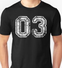Sport Team Jersey 03 T Shirt Football Soccer Baseball Hockey Basketball three 3 03 Number Unisex T-Shirt