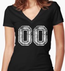 Sport Team Jersey 00 T Shirt Football Soccer Baseball Hockey Double Basketball Double Zero oo OO Number Women's Fitted V-Neck T-Shirt