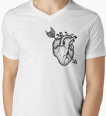 Human Heart pierced by Arrow Men's V-Neck T-Shirt