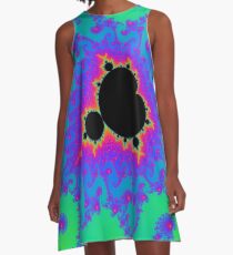 the Mandelbrot set in green A-Line Dress