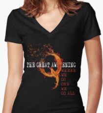 QAnon Storm The Great Awakening WWG1WGA by Scralandore Women's Fitted V-Neck T-Shirt