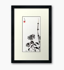 Chrysanthemum & Bamboo Framed Print